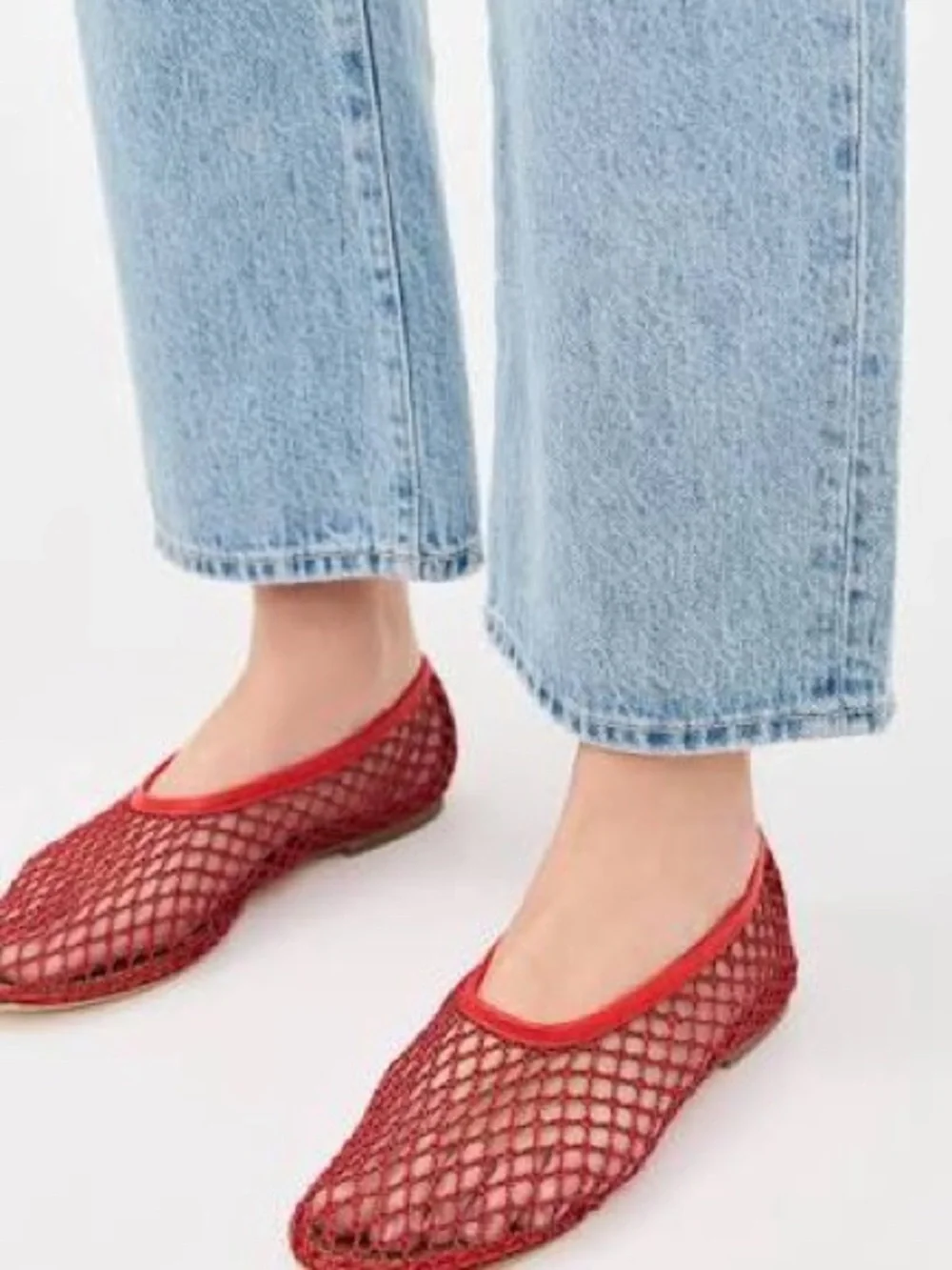 STAUD Alba Navy Mesh Ballet Flats - Picture 5 of 5